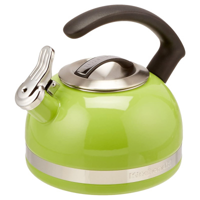 Kitchenaid 珐琅壶老式家用烧水壶鸣笛开水壶燃气电磁炉茶炉通用绿色青草绿