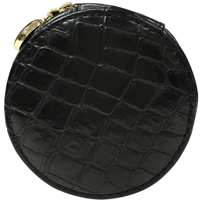 圣罗兰(YSL)黑色皮革压纹气垫零钱包