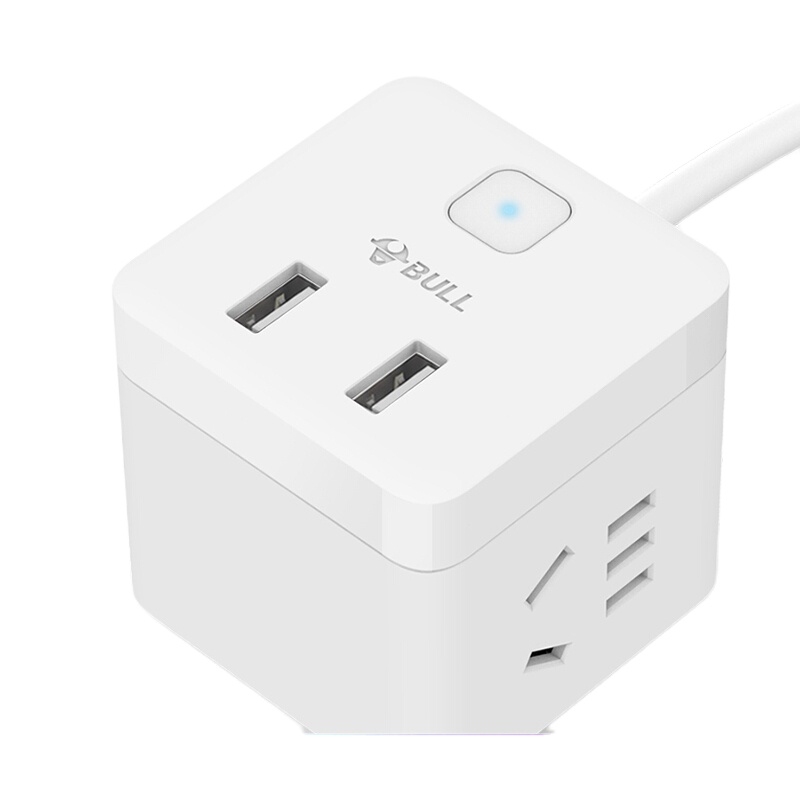 公牛(bull) 小魔方USB插座UUB122 2位+2USB 1.5米(L)
