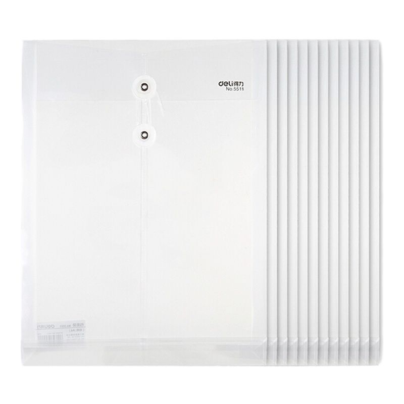 得力(deli)5511文件袋A4档案袋透明资料袋保护袋公文袋办公用品白色10个装 5511/白色/10个