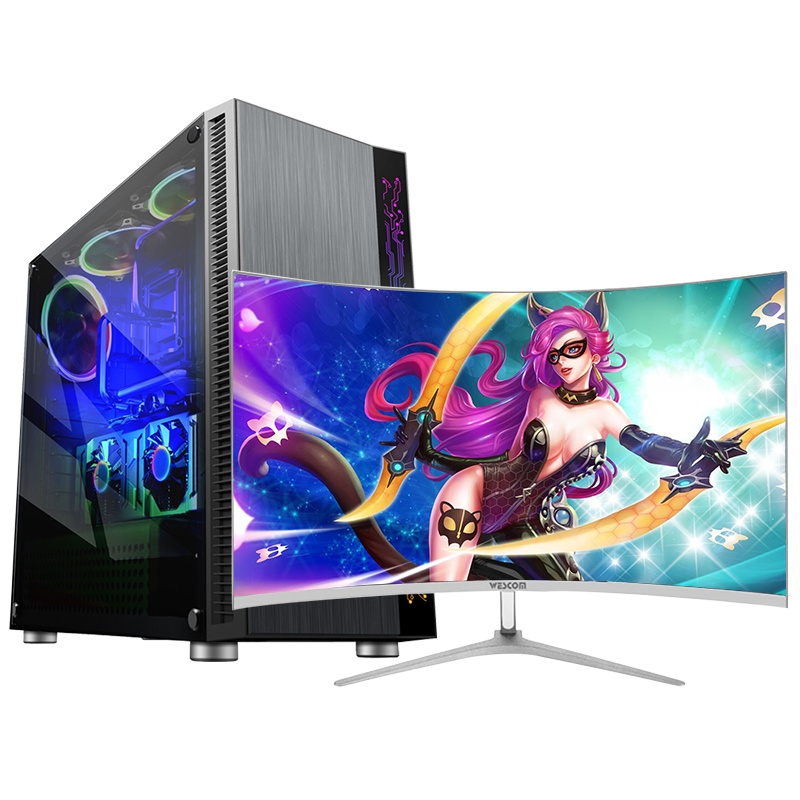 世纪之星 酷睿i5四核/GTX1050 4G独显/16GB内存/256GB固态 家用办公 游戏电脑 台式机 台式电脑 DIY组装机 组装电脑 电脑主机+24英寸显示器全套