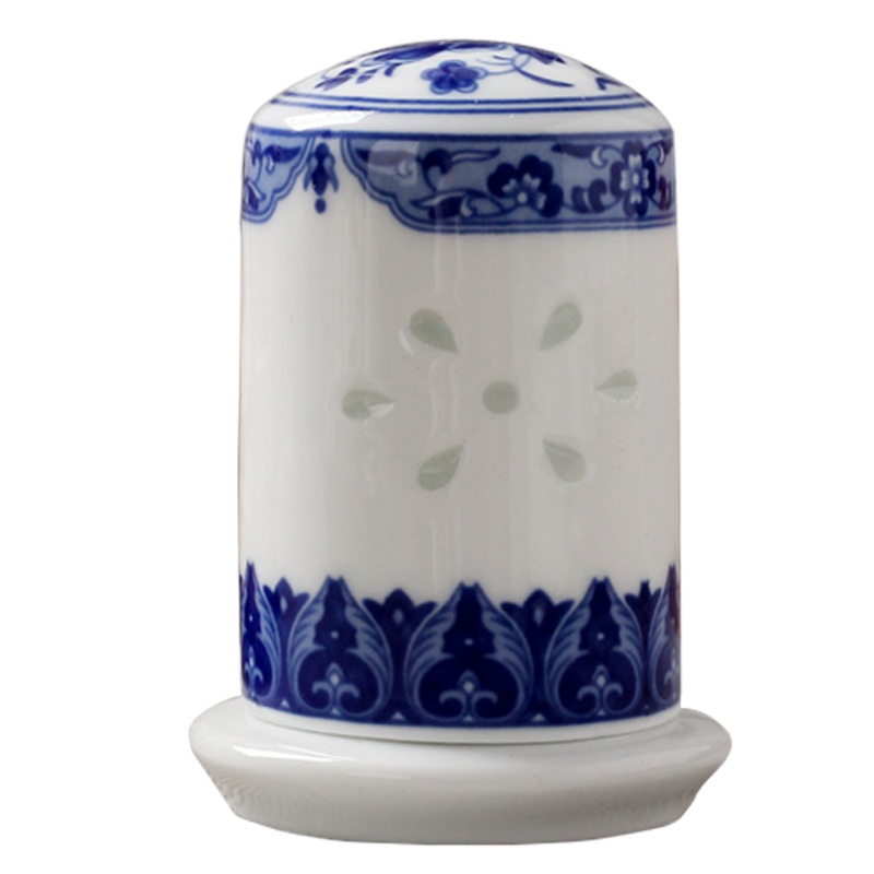 LICHEN 景德镇陶瓷牙签筒青花玲珑瓷器釉中彩清香玉中式餐具附件优品 高8.5厘米