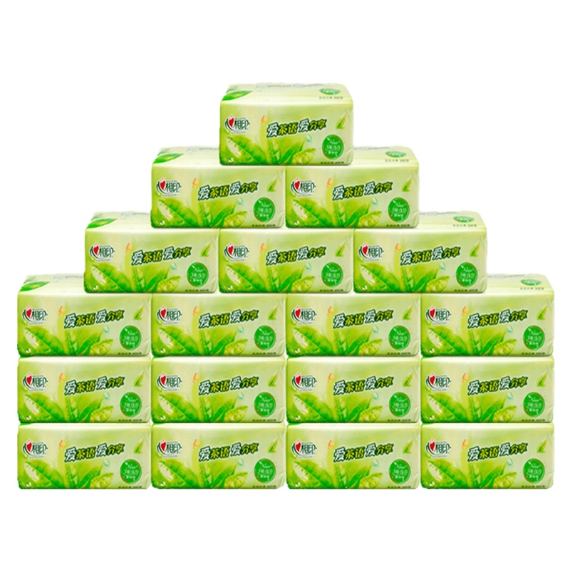 心相印茶香印花抽纸M码3层100抽18包香味软抽家用抽纸巾纸抽实惠装批发