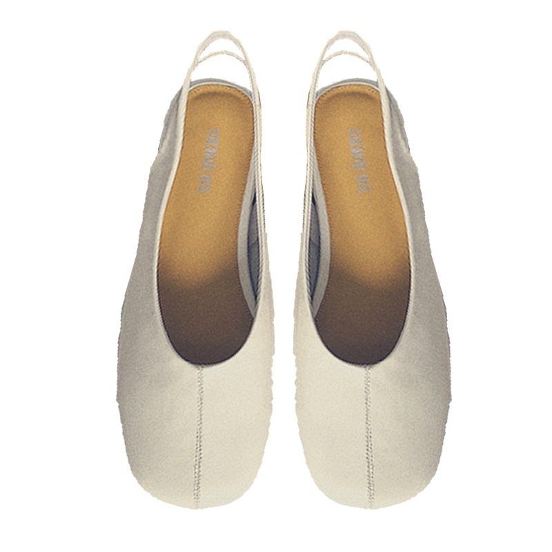 圆头奶奶后空平底鞋