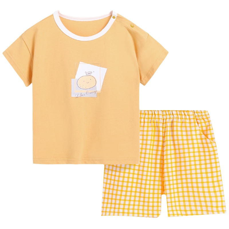 猫人宽松透气21年夏新品纯棉薄款婴儿套装儿童套装儿童短袖套装