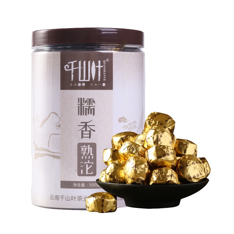 糯香普洱茶熟茶小沱茶 云南沱茶普洱熟茶 千山叶 500克/罐 云南茶叶 普洱熟茶 迷你小沱茶 糯香味沱茶 茶窝茶叶