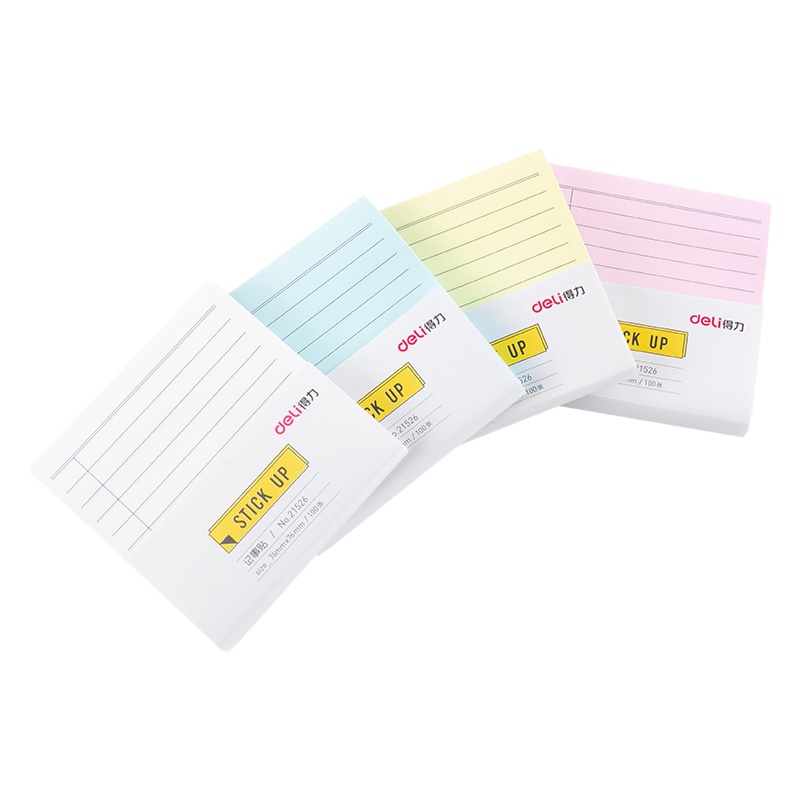 得力 12本 横线款便利贴纸 彩色记事贴N次贴 21526