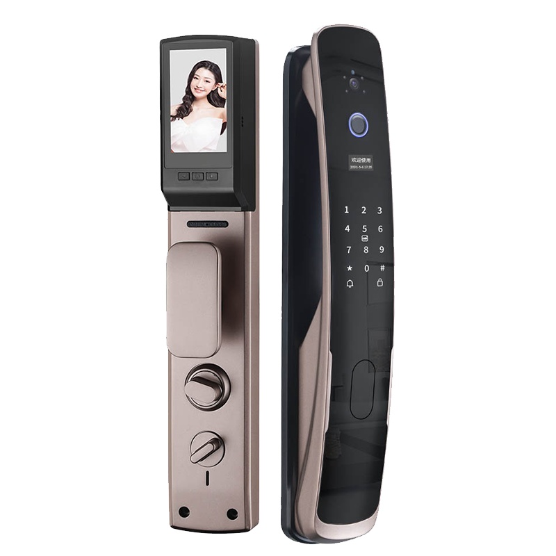 威龙原子指纹锁智能门锁密码锁通用型家用防盗门电子锁电子猫眼监控1080p