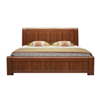 月影梳桐胡桃木实木双人床1.8米简约现代婚床主卧1.5m高箱卧室床