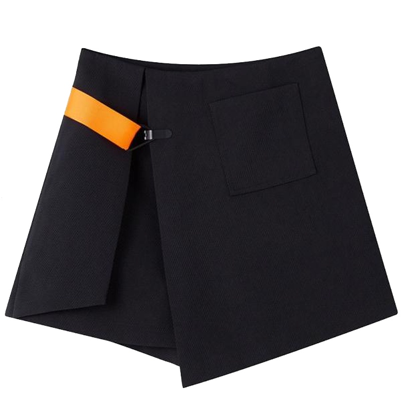 7m黑色半身裙女春季韩版高腰不规则显瘦a字百褶短裙70011809