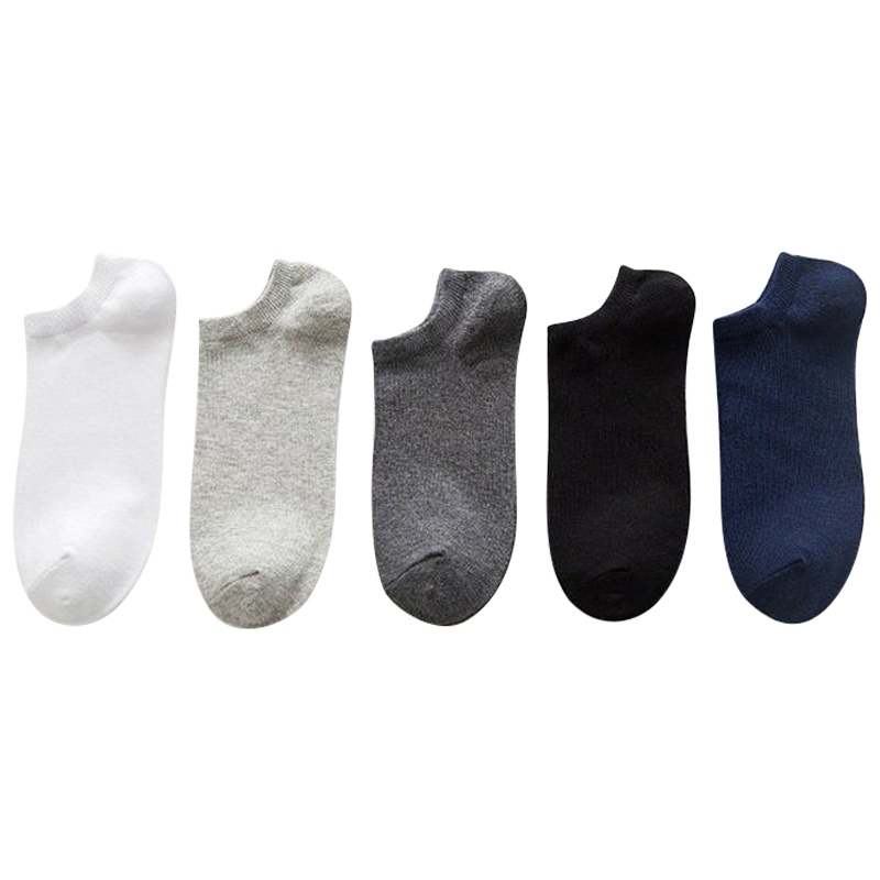【顺丰配送】【5双装】袜子男短袜男士纯色棉袜透气吸汗船袜男运动袜隐形袜潮袜低帮浅口短袜春夏秋冬四季款