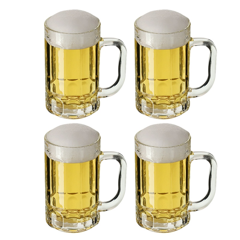scybe喜碧 穆罗玻璃啤酒杯4件套果汁杯牛奶杯玻璃杯洋酒杯把手杯410ml