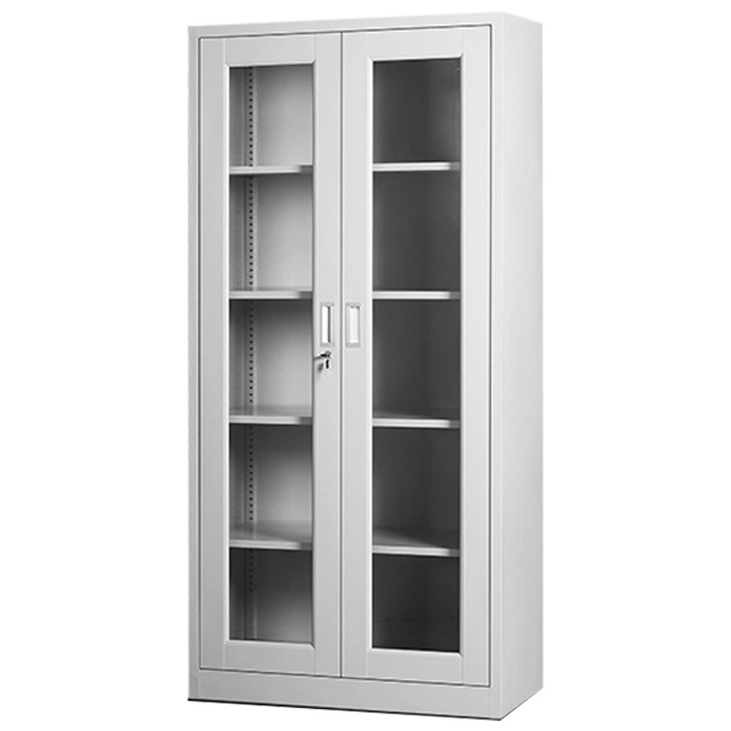 富和美(BNF)通玻文件柜铁皮柜大器械柜档案柜办公资料柜玻璃门带锁办公柜储物柜850L*390W*1800H