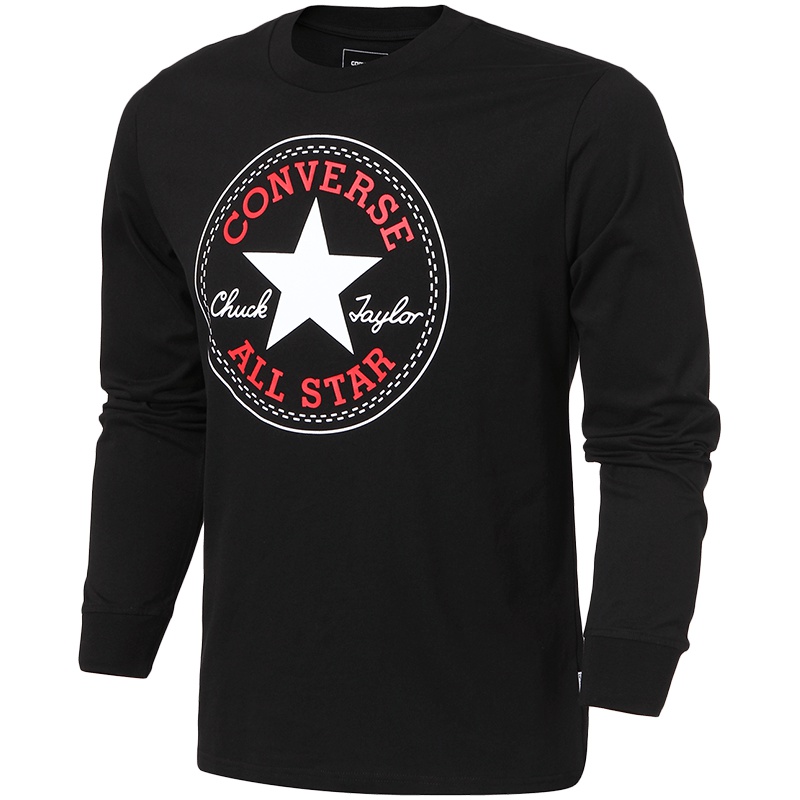 Converse匡威男装新款经典图案圆领长袖T恤10004863 L 白色