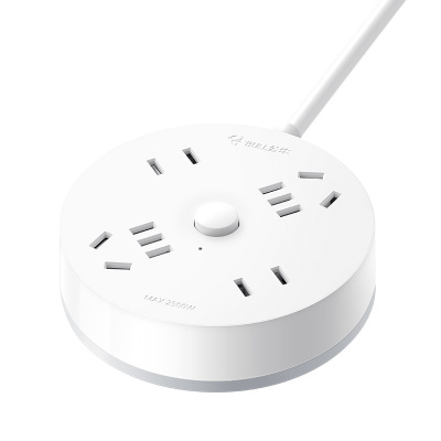 公牛插盘插座面板多孔圆形插线板办公桌面四孔插座家用电源插排插带USB