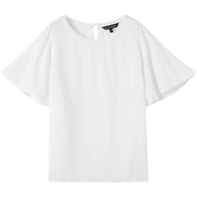 拉夏贝尔很仙的上衣洋气衬衣女气质镂空雪纺衫