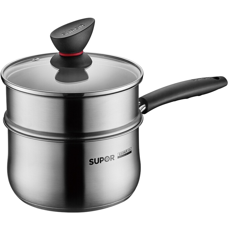 苏泊尔(SUPOR)奶锅小红圈304不锈钢汤锅多用蒸锅婴儿辅食锅电磁炉燃气通用 16CM ST16Z3