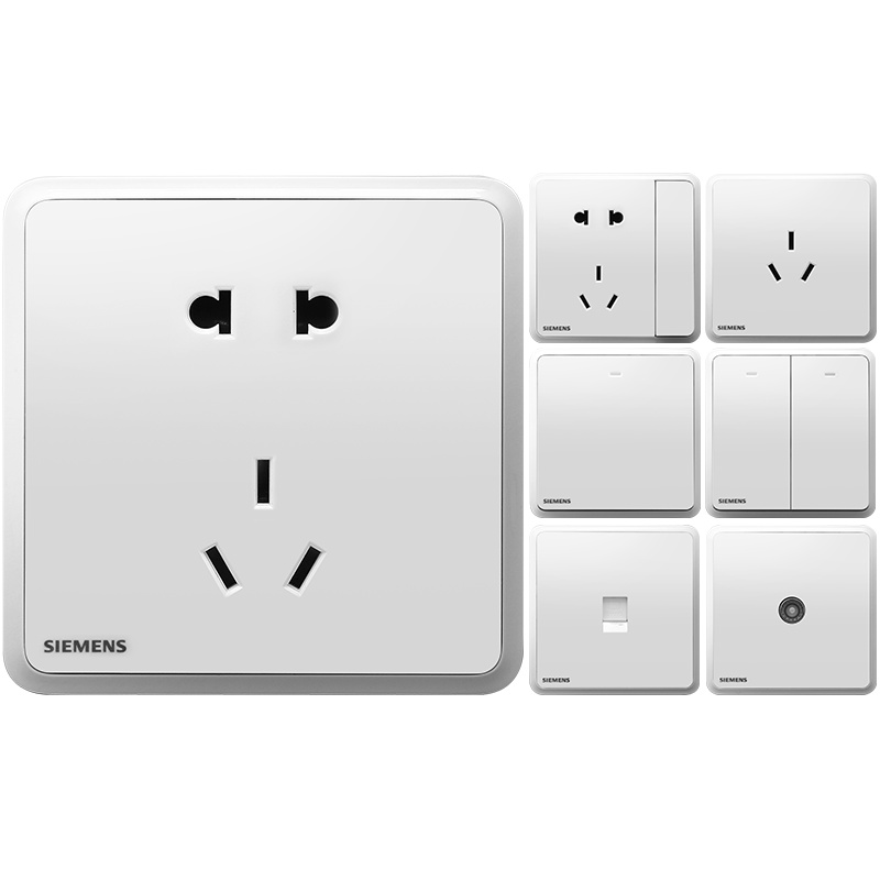 西门子(SIEMENS)开关插座系列86型面板灵蕴晨曦白五孔 16A空调 五孔USB一站购齐 五孔 灵蕴晨曦
