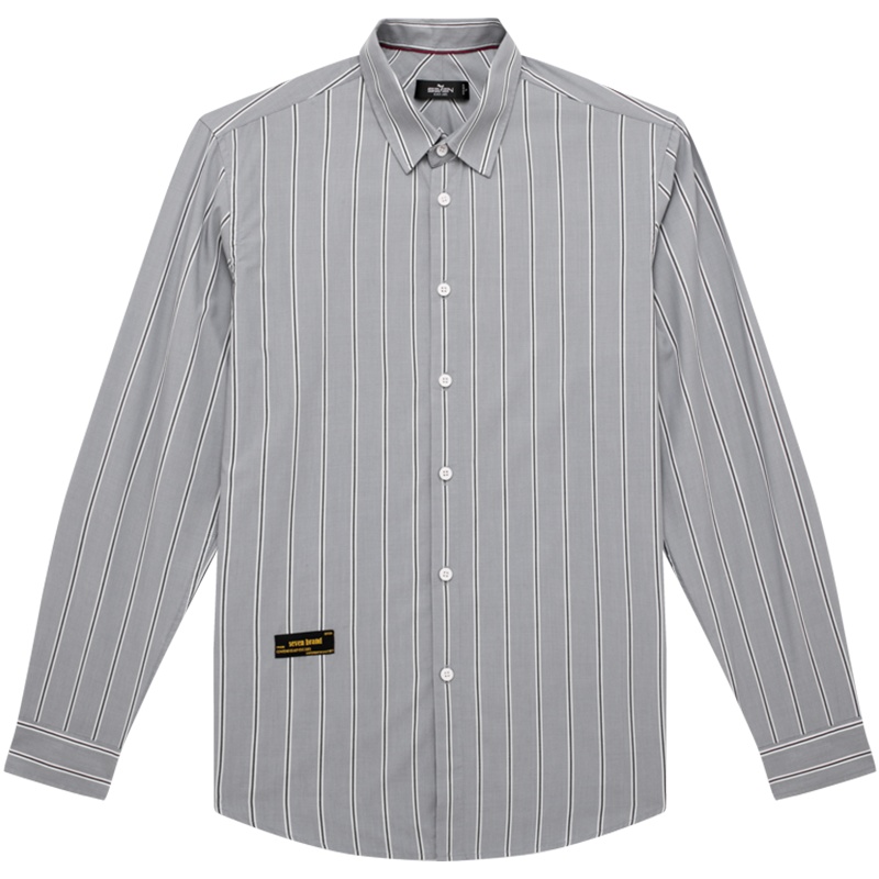 柒牌SEVEN男装衬衫夏季新款男士长衬商务休闲尖领时尚条纹长袖