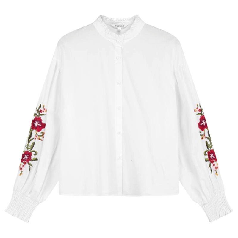 【专柜同款】拉夏贝尔秋季新款韩版宽松显瘦刺绣显瘦文艺小清新衬衫女20011647
