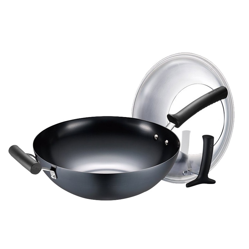 苏泊尔(SUPOR)32cm精铁真不锈无涂层立盖炒锅炒菜锅健康铁锅 FC32H7明火燃气灶专用