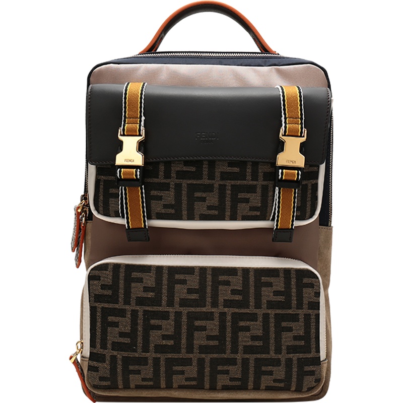 FENDI 男款织物配皮双肩包 7VZ047 A9ZQ