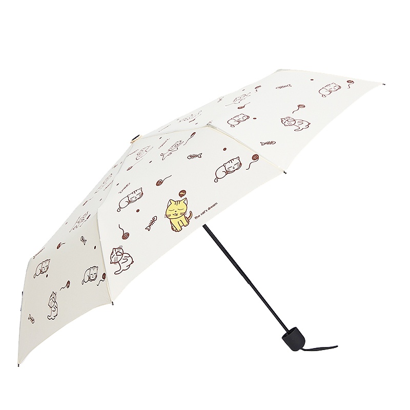 宜洁三折雨伞黄色小猫 Y-9390