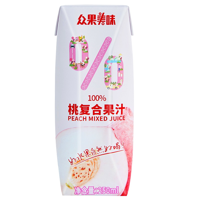众果100%纯果汁 250ml*24桃汁整箱装
