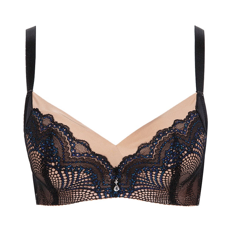 古今撞色蕾丝花边U型美背文胸性感聚拢塑型胸罩内衣女 0H8058