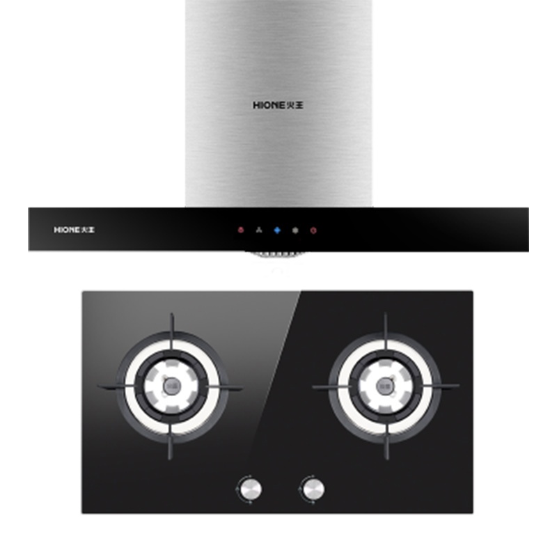 火王(Hione)7011+2WN/B烟灶套装 大吸力顶吸式 易清洁低噪音火油烟机 大火力燃气灶