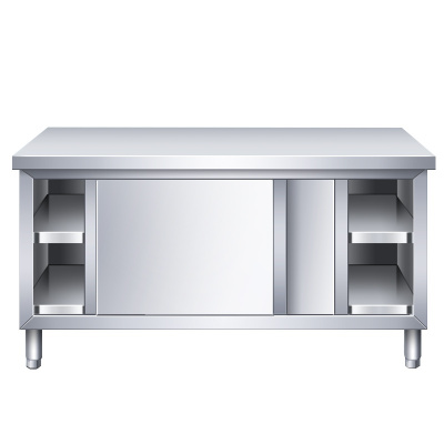 DXBG不锈钢工作台厨房操作台面储物柜切菜桌子带拉门案板商用专用烘焙餐台