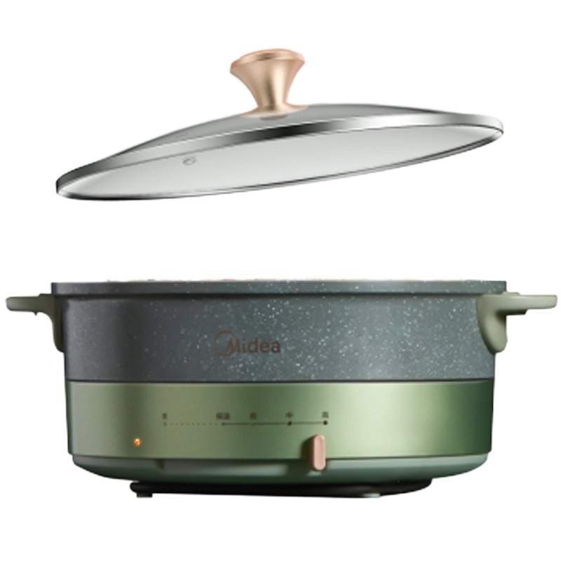 美的 (Midea) 极光星球锅系列电火锅 DY28E211G 电炒锅 家用多功能鸳鸯锅麦饭石不粘层双环聚能加热5L容量