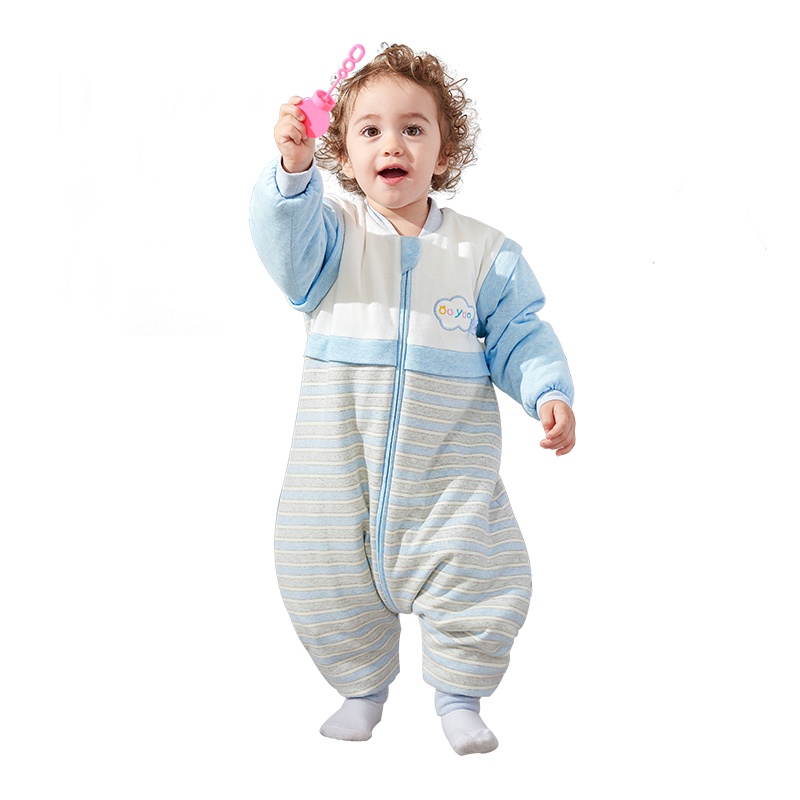 欧孕 婴儿加厚纯棉花分腿宝宝睡袋儿童防踢被四季通用款秋冬被子