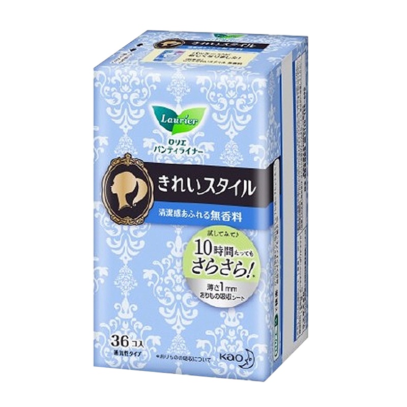 [丝薄透气卫生巾]花王(乐而雅)laurier 丝薄透气干爽舒适贴身无香型卫生护垫 日夜用140mm36片棉柔