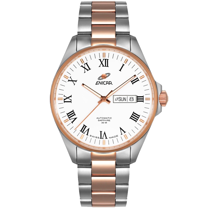 英纳格(ENICAR)蓝牌系列时尚简约休闲商务钢带自动机械男士手表168/50/355G