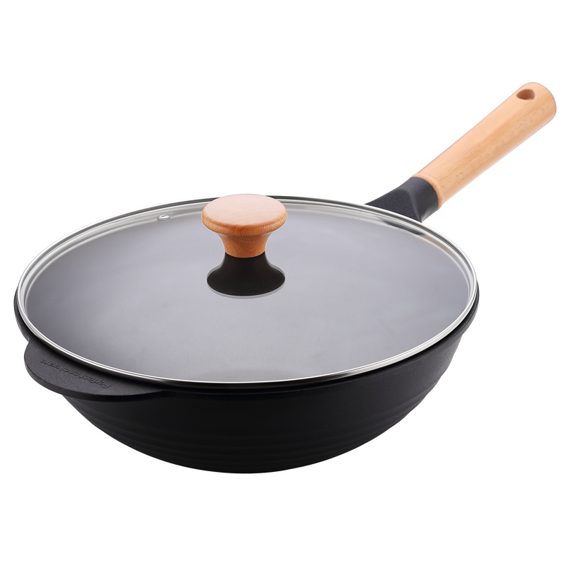 PFT-8107 等离子无烟不粘煎炒锅30CM(含盖彩盒装) 等离子技术区别其他不粘锅耐磨十倍 铝合金铸造 轻便不粘