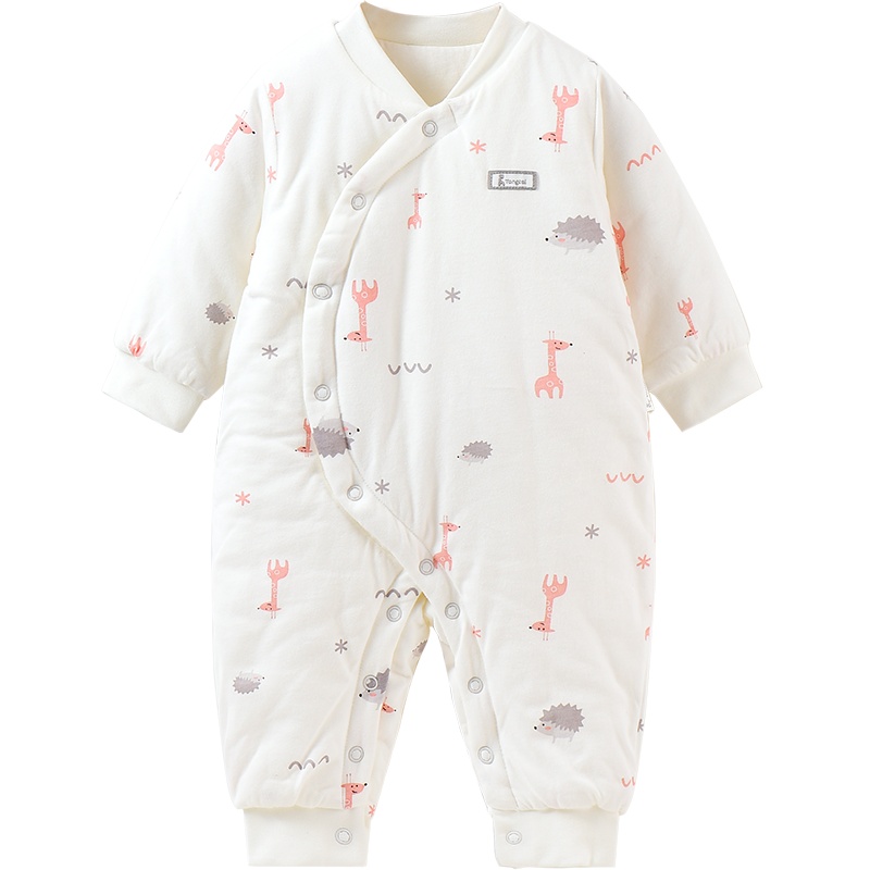 童泰(TONGTAI)冬款纯棉新生儿衣服婴儿偏开连体衣1-18月男女宝宝夹棉蝴蝶衣儿童棉服小童宝宝棉服