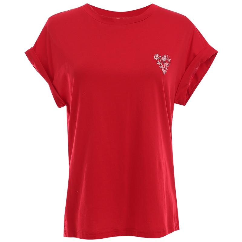 欧昵雪夏季圆领字母绣花显瘦纯棉T恤女宽松蝙蝠短袖上衣