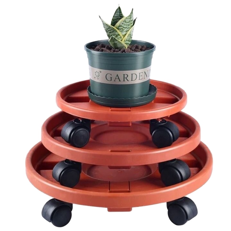 260型号-外径26内径22 加厚花盆移动托盘万向轮底座圆形家用塑料带滚轮花盆底座底盘带轮