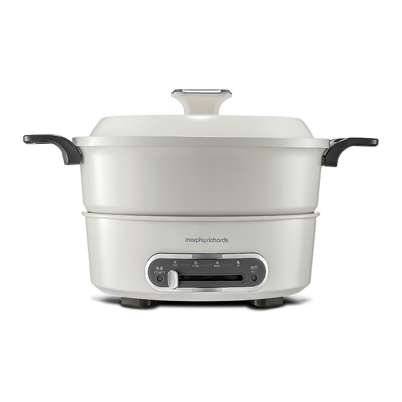 摩飞多功能电火锅家用分体式鸳鸯火锅烧烤肉蒸煮炒煎电煮锅电火锅MR9087白色