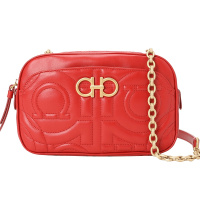 预订FERRAGAMO GANCINI 相机 压纹 单肩包链条包21H086 金扣