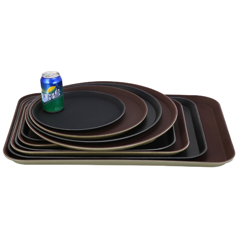 直径35cm密胺防滑圆形钢化托盘塑料盘 咖啡厅酒店酒吧茶水盘托盘餐具