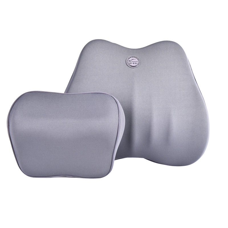 爱车屋(ICAROOM)汽车头枕腰靠套装 记忆棉车用护腰枕腰垫办公座椅靠背垫腰枕 记忆棉护颈枕I-636/650MN-H
