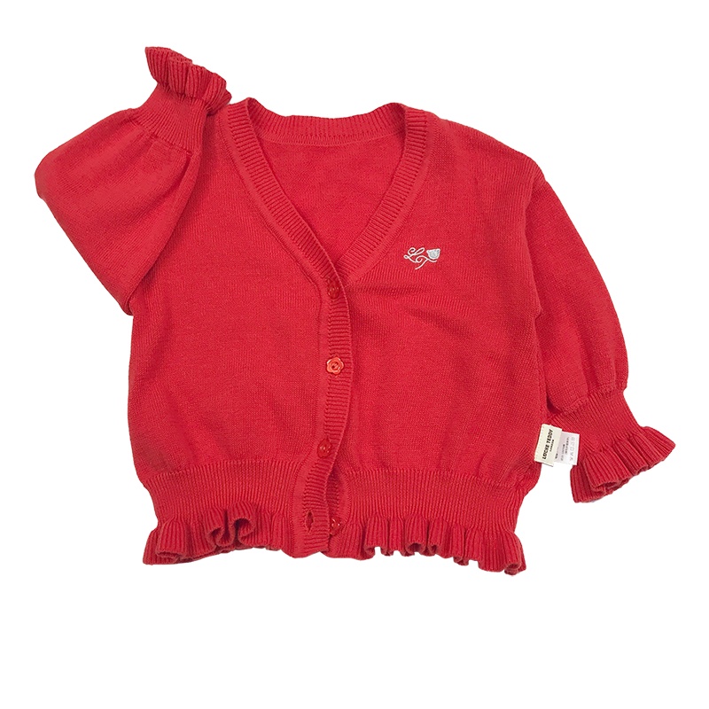 洛克泰迪女童秋衣儿童前开针织外套女宝宝洋气新款保暖衣