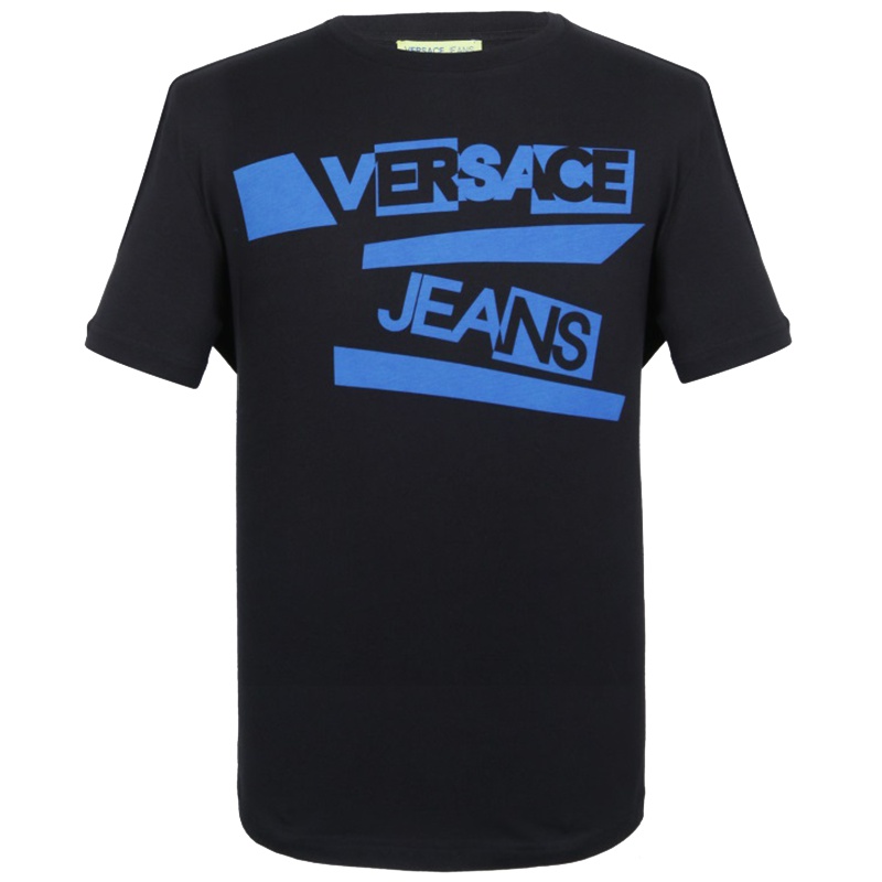 VERSACE JEANS 男士黑色棉质短袖T恤衫B3GTA75C 36590 899