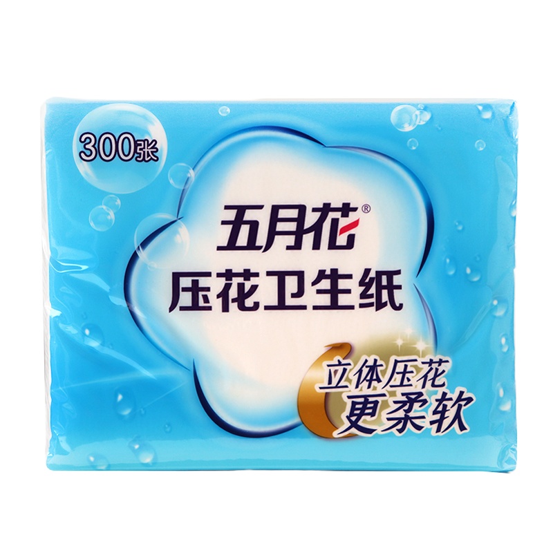 五月花压花平板纸家用厕纸 300张/包 30包/箱 一箱装