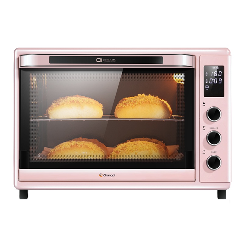 长帝(changdi)电烤箱 CRDF32WBL 32L冰莹粉电子控温搪瓷内胆热风循环旋转烤叉蛋糕烧烤多功能电烤箱