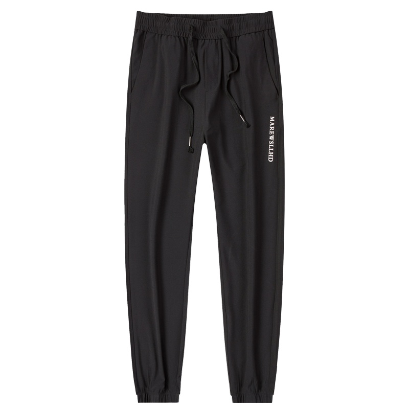 雪中飞休闲裤男夏薄款韩版修身潮流运动长裤子冰丝小脚松紧腰男裤