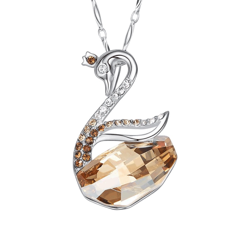 依帝魅项链银项链天鹅项链水晶锁骨项链女士韩简约S925银天鹅送女友异地恋情人节礼物圣诞礼物送女友