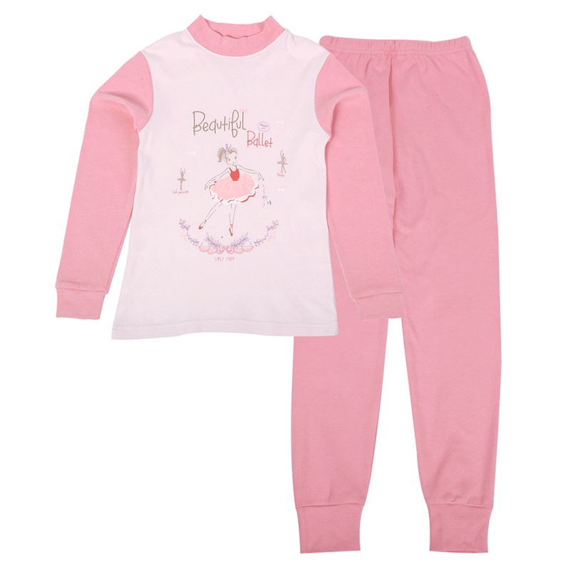 红豆儿童纯棉内衣套装女童中领套装柔软舒适秋衣秋裤套装